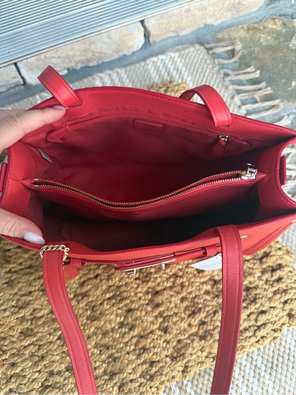 Coach Leather Tote with Gold-Tone Hardware - Picture 4 of 9